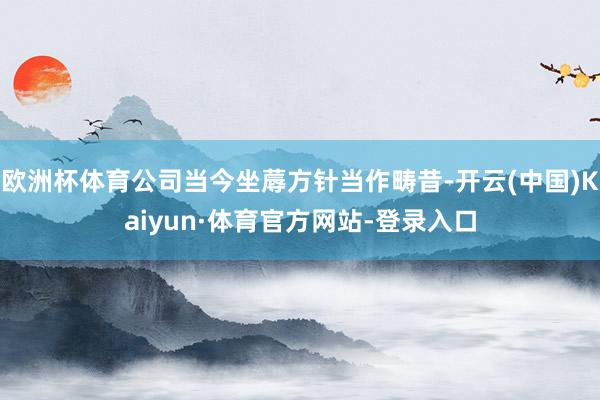 欧洲杯体育公司当今坐蓐方针当作畴昔-开云(中国)Kaiyun·体育官方网站-登录入口